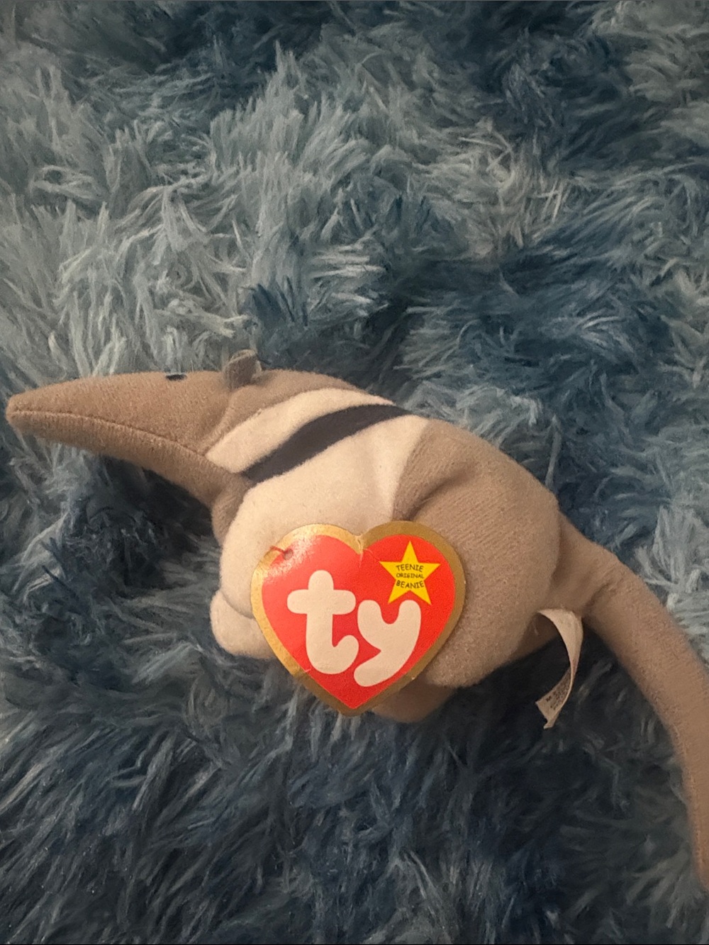 Ty Plush Anteater Dog Toy - Gray and Cream